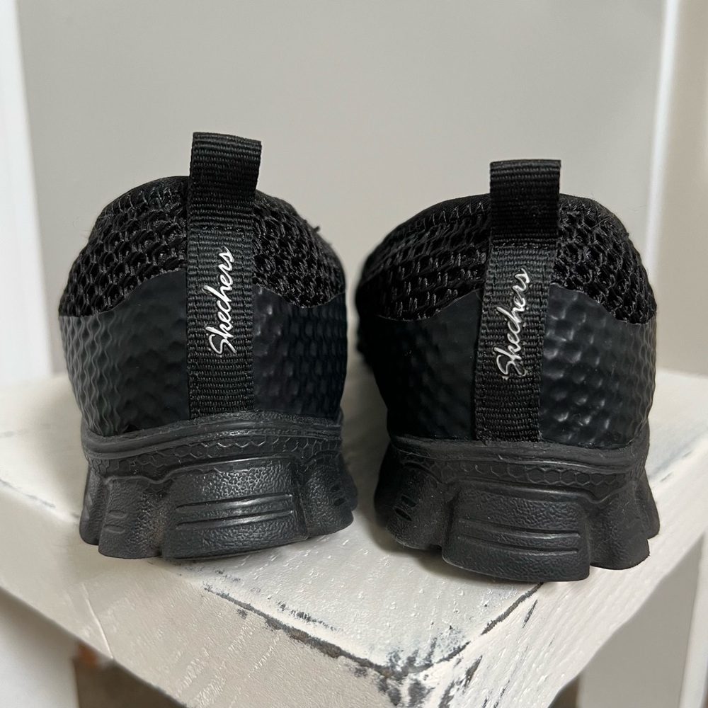 Skechers Black Slip-On Flats with Breathable Mesh - Picture 3 of 6